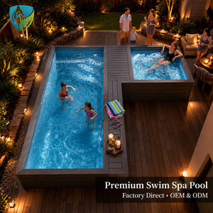 Piscine hors sol en fibre de verre de petite taille (20 pieds, 40 pieds) <span class=keywords><strong>pour</strong></span> famille, avec <span class=keywords><strong>jacuzzi</strong></span> et spa intégrés, en conteneur préfabriqué en bois <span class=keywords><strong>pour</strong></span> jardin - Product Image 5