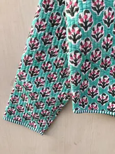 Nouveau Style bohème unisexe veste matelassée à la main en coton indien Patchwork manteau d'hiver imprimé bord libre automne poche Design - Product Image 3