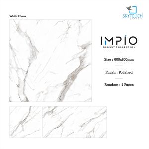 Carrara กระเบื้อง porcelanato มันวาวขนาด600x600มม. สำหรับตกแต่งภายในที่ทันสมัยสำหรับห้องนอนห้องนั่งเล่นของโรงแรมบ้านพื้นเซรามิกโดยตรง - Product Image 4