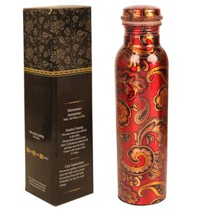Botella de agua potable de cobre con estampado floral negro disponible para función de regalo de devolución duradera y confiable para su uso al mejor precio - Product Image 4