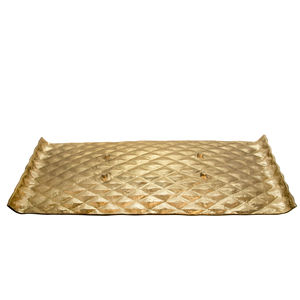 Plateau décoratif en métal martelé en aluminium or argent pour la décoration intérieure - Product Image 1