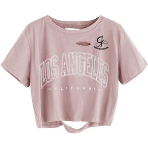 Camisetas recortadas de secado rápido para mujer en blanco liso de verano, camisetas de tela de algodón 100% con etiqueta privada - Product Image 4