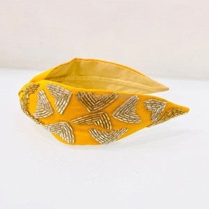 Bandeau perlé avec coeur Design Turban accessoire de cheveux perlé perlage chic graine embelli à la main bandeau en tissu orné de bijoux - Product Image 3