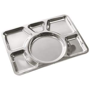 Plato de cena de comida rápida tailandesa de cuatro compartimentos de acero inoxidable para fiestas Placa de metal directa de fábrica - Product Image 2