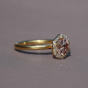 แหวนหมั้นของผู้หญิงสีเหลืองทอง14kt สำหรับห้องแล็บการจัดเพชรเม็ดเดี่ยวแบบตัดรัศมีสวยงามเครื่องประดับสำหรับงานแต่งงาน - Product Image 3