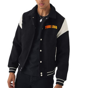 เสื้อแจ็กเก็ตทีมเบสบอลสำหรับผู้ชายเสื้อแจ็คเก็ตผ้าขนแกะพร้อมปลอกหนังสำหรับผู้ชายโลโก้ตามสั่ง - Product Image 1