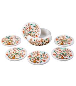 Posavasos de té con incrustaciones de hueso de estilo lujoso y diseño moderno y posavasos de piedra para oficina y hotel de la mejor calidad y uso - Product Image 3