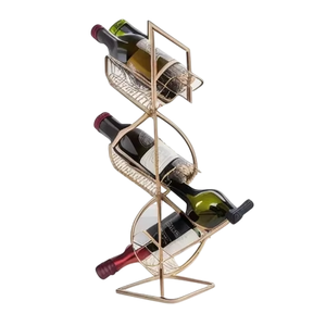 Nouveaux supports à vin décoratifs en fil de fer, supports à vin en métal pour comptoir, porte-bouteilles à vin doré, supports à vin faits à la main - Product Image 6