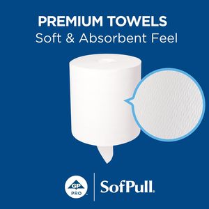 Recharges de distributeur de papier essuie-tout SofPull Centerpull, grand format, premium, blanc, 567 feuilles/rouleau, 4 rouleaux/boîte (28143) - Product Image 3
