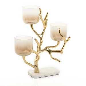 Candelabros de metal de aluminio de calidad estándar con candelabro de metal fundido con acabado dorado con 3 velas al precio más bajo - Product Image 4