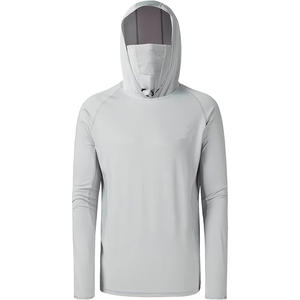 2025 사용자 정의 도매 스트레치 직물 남자의 낚시 후드 긴 소매 단색 UV 보호 낚시 후드 하이킹 셔츠 - Product Image 1