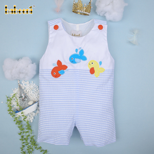 Personalizable BC1046 bebé niño Shortall hecho a mano colorido pez apliques bordado lujo Spandex/algodón invierno nueva colección OEM - Product Image 2