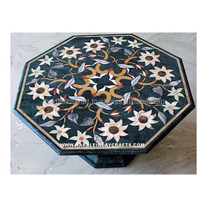 Dessus de Table octogonal en marbre noir - Product Image 1