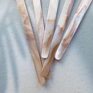 Conception Unique de cuillère à coquille réutilisable petite cuillère à Caviar en nacre de coquille du Vietnam serpillière rose à Long manche - Product Image 3