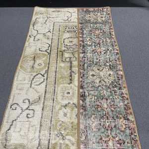 Turkish Small Rug, 1.6x5 ft Vintage Rug, <b>Brown</b> <b>Wool</b> Rug - Product Image 4