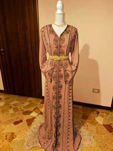 Robe musulmane longueur au sol Jalabiya caftan arabe Abaya plage Silhouette bouton décoration taille naturelle fantaisie caftan pour les femmes - Product Image 2