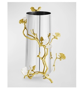 แจกันโลหะสไตล์ชายฝั่งคุณภาพพรีเมียมหรูหราตกแต่งบ้านแจกันดอกไม้โลหะสำหรับตกแต่งงานแต่งงานตกแต่งบ้านสำหรับห้องนั่งเล่น - Product Image 1