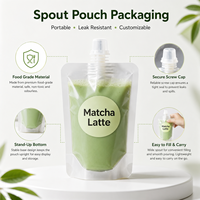 Pochettes souples transparentes à bec verseur de petit calibre pour matcha, emballage portable avec autocollant