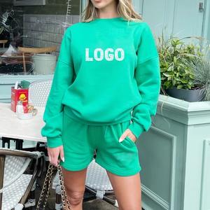 Conjunto de Sudadera Sherpa Informal para Mujer y Pantalones Cortos de Punto por Encima de la Rodilla, Cálido y Acogedor de Invierno, Dos Piezas - Product Image 3