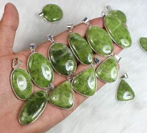 Collar con colgante de vassonita verde Natural, joyería de piedras preciosas pulidas a mano, ajuste de bisel, colgantes de moda, dijes al por mayor - Product Image 4