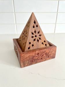 ที่ใส่ธูปและเทียนทำจากไม้แนวกลวงของขวัญคริสต์มาสทางศาสนาดีไซน์หน้าต่างพีระมิดอียิปต์ - Product Image 2