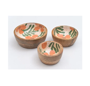 Cuenco de madera impreso tradicional sostenible para el hogar cocina Hotel restaurante cuenco de fabricante indio - Product Image 6