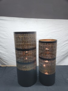 Haute qualité noir poudre enduit fer noël grand métal pilier bougeoir fait à la main décor à la maison lanternes en métal et bocaux à bougies - Product Image 3