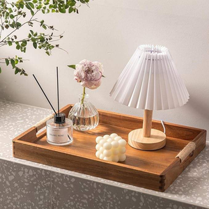 Plateau de service en bois d'acacia, grands plateaux en bois pour aliments avec poignées, plateau de table basse pour charcuterie, fêtes, repas, collations - Product Image 1