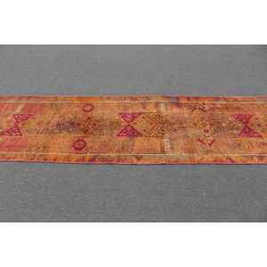 Alfombra Turca Vintage Herki Runner de 2.5x13.8 pies, Alfombra Persa Naranja de Lana - Product Image 3