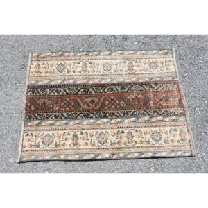 พรมขนสัตว์สีเบจสีน้ำตาล2.3x3.1ft แบบคลาสสิกงานเย็บปะติดปะต่อกันแบบตุรกีสำหรับทางเข้าห้องนั่งเล่นห้องนอนห้องโถงทำจากยาง - Product Image 3