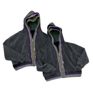 เสื้อมีฮู้ดผ้าฝ้ายเทอร์รี่สำหรับผู้ชายเสื้อมีฮู้ดซักได้ทั้งชายและหญิงแบบวินเทจผ้าหนาสองชั้นแบบรูดซิป - Product Image 1