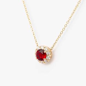 Collier pendentif en rubis rond et diamants de 1,10 ct en or massif 14 carats, bijoux fins délicats, cadeau tendance pour femmes - Product Image 1