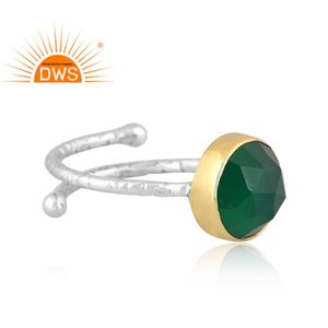 Best Quality Fine Sterling Silver Natural Green Onyx Gemstone <b>Adjustable</b> <b>Ring</b> Custom Jewelry For Women Gift For Her - Product Image 3