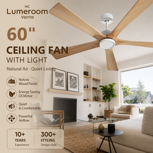 USA In Stock 60 Inch 5 Blade Solid Wood <b>Ceiling</b> Fan with <b>Light</b> Quiet DC Motor <b>Remote</b> <b>Control</b> for Large Room Living Room - Product Image 1
