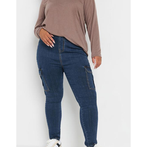 Jeans de Tallas Grandes para Mujer, OEM, Mezclilla Elástica, Cintura Alta, Algodón, Pantalones Ajustados y Acampanados, Venta al por Mayor, Moda Femenina, Jeans Anchos - Product Image 1