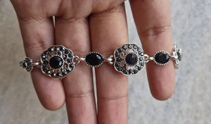 ของขวัญสำหรับงานแต่งงาน925ทึบเงินสเตอร์ลิงสีดำพลอยโอนิกซ์ทำด้วยมือสร้อยข้อมือเงินชั้นดีเครื่องประดับ925แสตมป์เครื่องประดับเงิน - Product Image 4