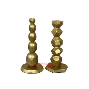 Juego de 2 portavelas de Metal de oro rosa clásico para decoración del hogar, mesa de oficina, portavelas de lujo decorativo, Pilar - Product Image 3