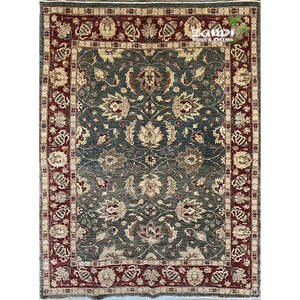 Alfombra Peshawar y Khotan anudada a mano, única en su tipo, de 6'6 x 7'5, modelo Pes_Kho_48 - Product Image 1