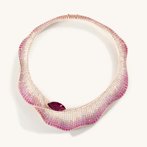 Luxury Women's 18K Solid Gold Choker <b>Necklace</b> With <b>Ruby</b> And Diamond Wings Design Rose Gold Plated Party Jewelry - Product Image 2