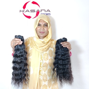 Extensions de cheveux indiens Remy 100 % naturels, noirs, vietnamiens, alignés sur les cuticules, à ondulations profondes, non traités, pour femmes, 100 g, vente en gros - Product Image 2