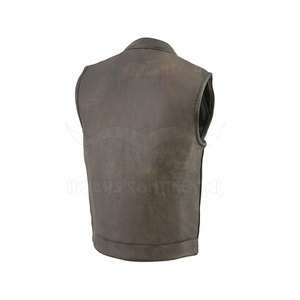 Chaleco de Cuero Genuino para Hombre de la Mejor Calidad, Cuello Mao, para Otoño/Invierno, Tejido de Lana Transpirable, Estilo Urbano - Product Image 3
