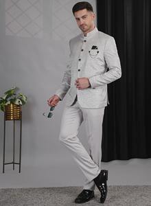 ชุดสูทผ้าโพลีเอสเตอร์สำหรับผู้ชายพิมพ์ลาย2ชิ้นคอตั้งแบบปกติระบายอากาศได้สไตล์หน้าแบนมีกระดุมแบบยาว - Product Image 6