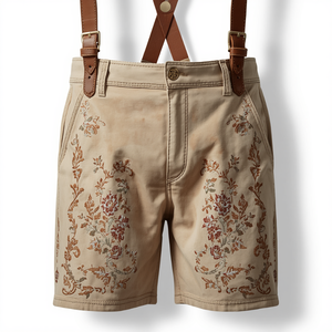 Pantalones Cortos Bávaros de Gamuza Beige Claro Personalizados, Pantalones Cortos Tradicionales de Cuero para Oktoberfest, Fabricante OEM - Product Image 4