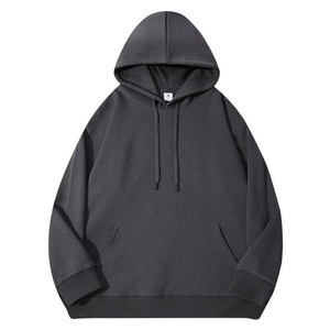 Sudadera con capucha para hombre de Color sólido con hombros caídos 2025, ropa deportiva holgada de manga larga con logotipo impreso fijo en blanco, venta al por mayor - Product Image 1