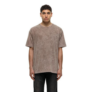 Camiseta de punto de peso pesado con lavado ácido de Color personalizado para hombre, ropa de calle transpirable de secado rápido, térmica OEM de algodón 100% de gran tamaño - Product Image 1