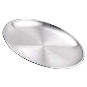 ถาดเสิร์ฟสแตนเลสทรงกลมสีเงินมีสไตล์ถาดขัดเงาสำหรับตกแต่งบ้าน - Product Image 2