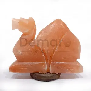 Оптовая продажа, ручная резная розовая Гималайская соляная лампа в верблюжьей форме для украшения дома от поставщика соли с сертификатом ISO