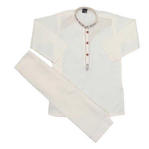 Traje Kurta Shalwar Bordado para Niños - Color Fawn - Product Image 5