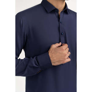Chemises habillées chromées non cousues, anti-plis, en tissu mélangé, technique de teinture unie - Product Image 1