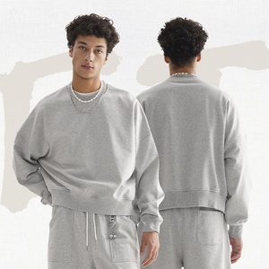 Sweat-shirt à col rond en tissu bouclé français 100% coton en gros, unisexe, couleur unie, lourd, pour l'hiver - Product Image 2